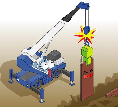 バイブロ作業中フック部が抜けて落下